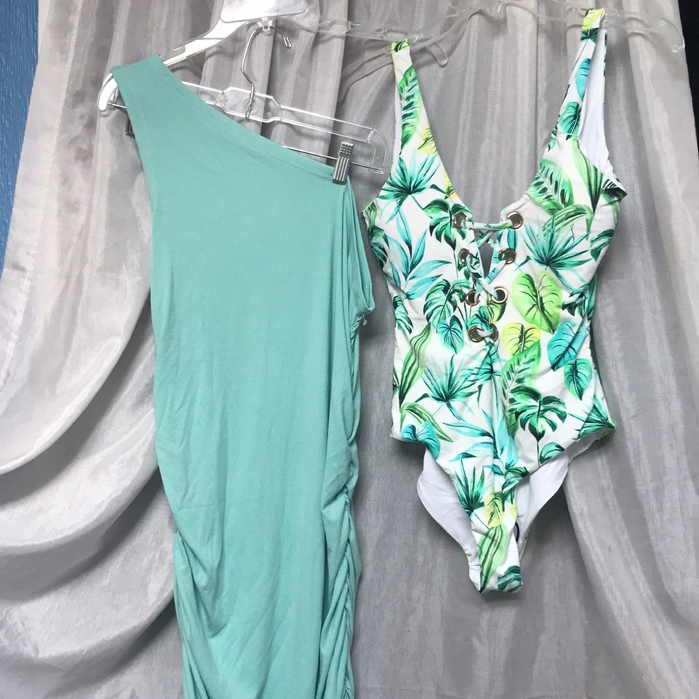 Seafoam one shoulder dress